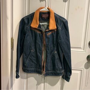 Denim Jacket with Orange Accents